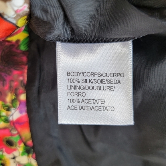JS Collection Bright Floral Silk Jacket 2 Petite EUC - Picture 8 of 9